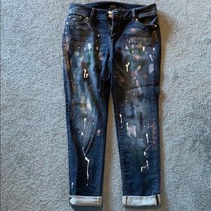 New York & Co Soho Boyfriend Paint Splatter Jeans